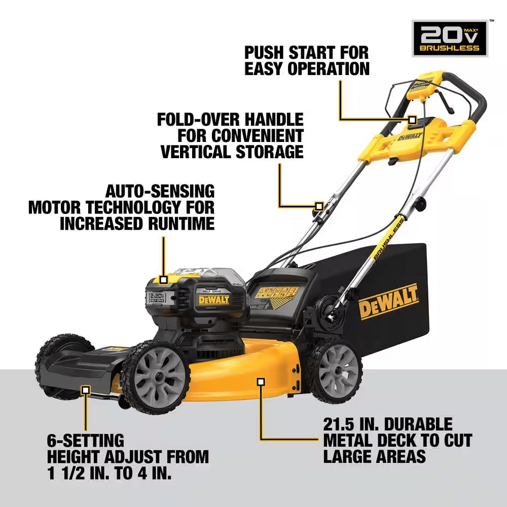 20V MAX 21.5 In. Battery Powered Walk behind Self Propelled Lawn Mower with (2) 10Ah Batteries &amp; Charger - YardForce Supply