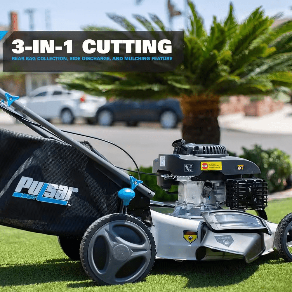 21 In. 200 Cc Gas Recoil Start, Walk behind Push Mower, Self-Propelled 3-In-1 with 7 Position Height Adjustment - YardForce Supply