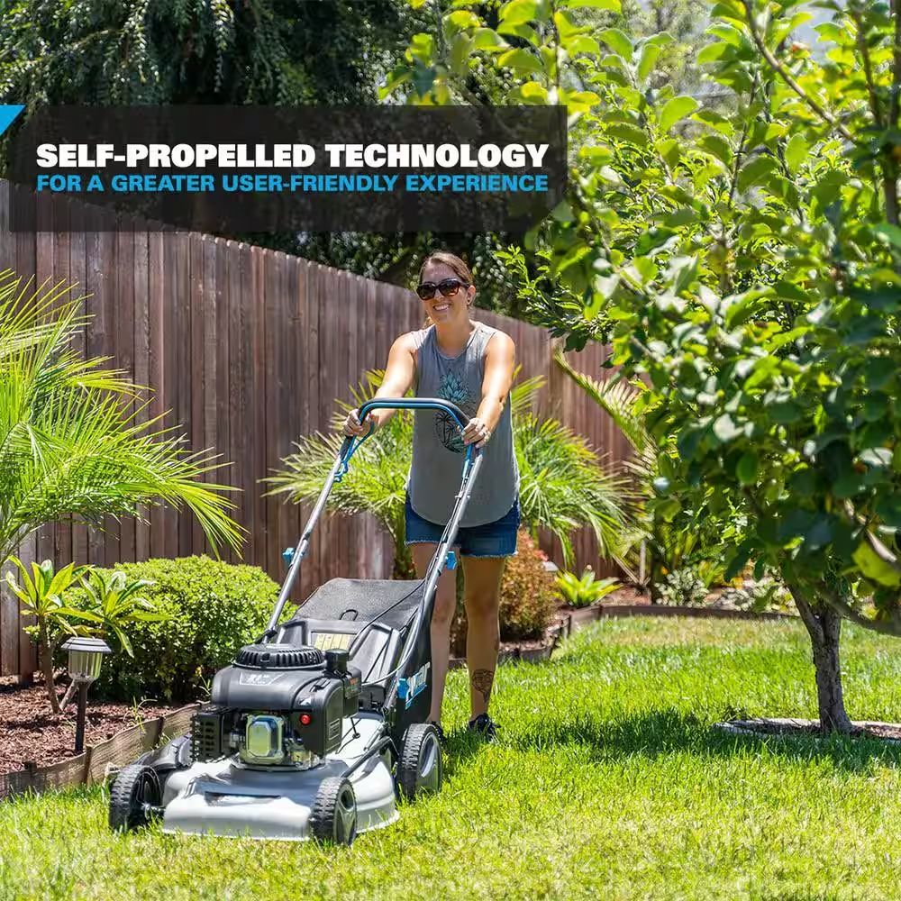 21 In. 200 Cc Gas Recoil Start, Walk behind Push Mower, Self-Propelled 3-In-1 with 7 Position Height Adjustment - YardForce Supply