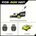 40V HP Brushless 21 In. Cordless Battery Walk behind Dual-Blade Self-Propelled Mower with (2) 6.0 Ah Batteries & Charger - YardForce Supply
