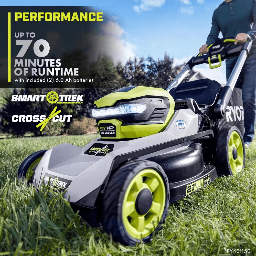 40V HP Brushless 21 In. Cordless Battery Walk behind Dual-Blade Self-Propelled Mower with (2) 6.0 Ah Batteries &amp; Charger - YardForce Supply