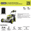 40V HP Brushless 21 In. Cordless Battery Walk behind Dual-Blade Self-Propelled Mower with (2) 6.0 Ah Batteries & Charger - YardForce Supply