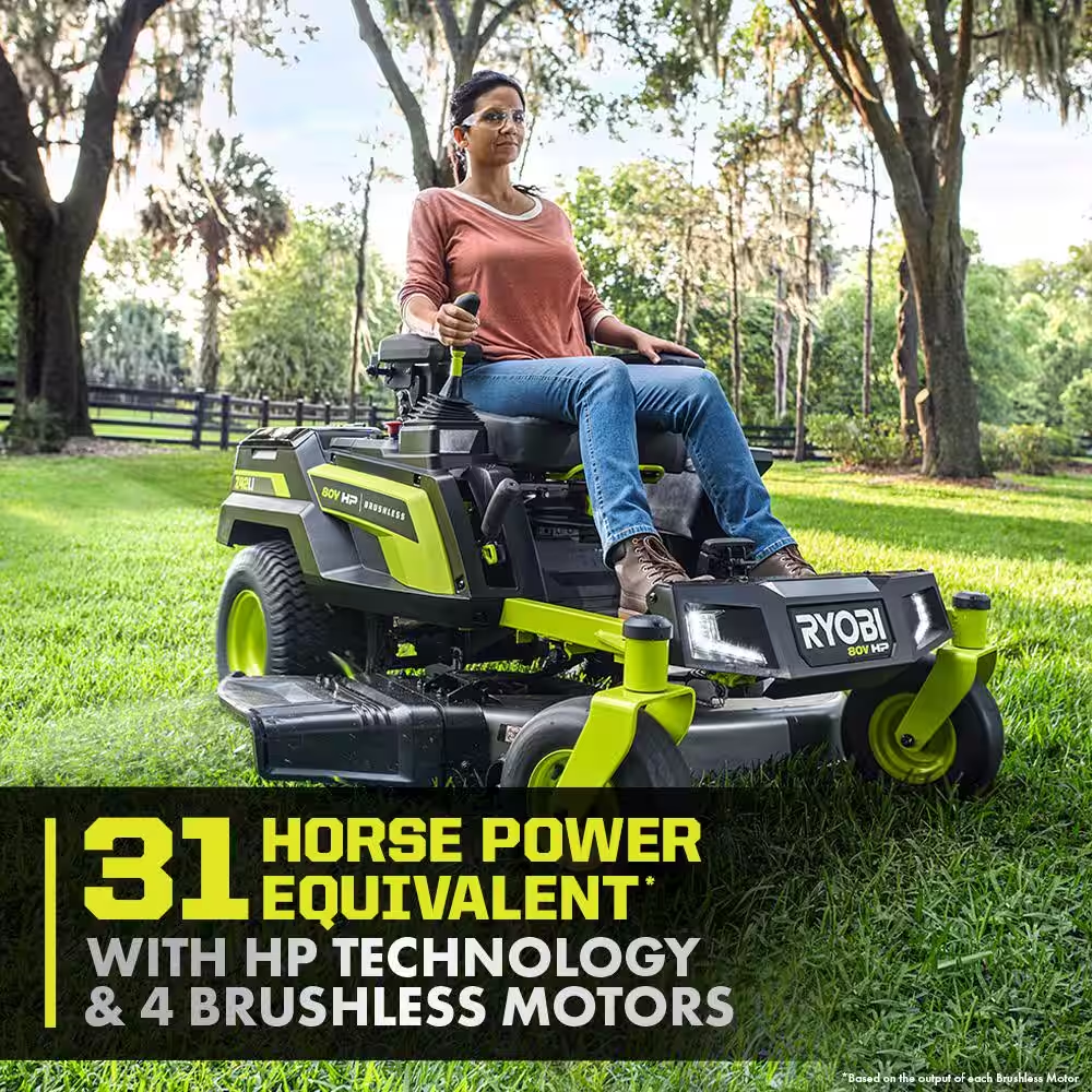 80V HP Brushless 42 In. Battery Electric Cordless Zero Turn Riding Mower (2) 80V Batteries (2) 40V Batteries and Charger - YardForce Supply