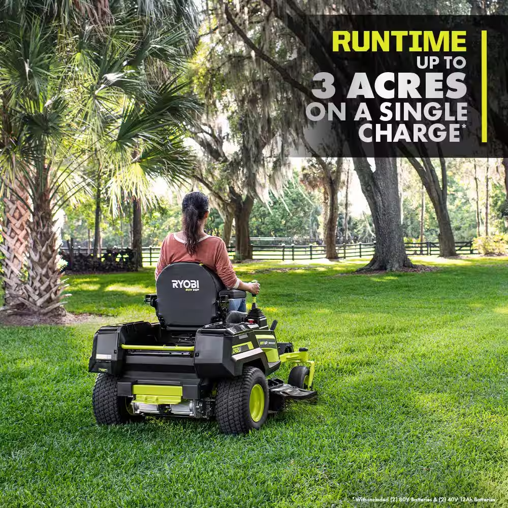 80V HP Brushless 42 In. Battery Electric Cordless Zero Turn Riding Mower (2) 80V Batteries (2) 40V Batteries and Charger - YardForce Supply