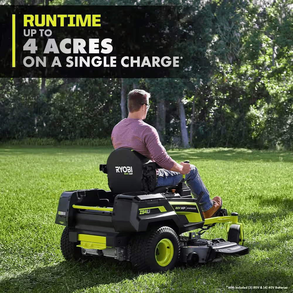 80V HP Brushless 54 In. Battery Electric Cordless Zero Turn Riding Mower (3) 80V Batteries (4) 40V Batteries and Charger - YardForce Supply