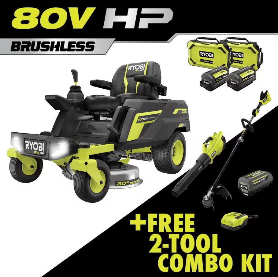 80V HP Brushless 54 In. Battery Electric Cordless Zero Turn Riding Mower (3) 80V Batteries (4) 40V Batteries and Charger - YardForce Supply