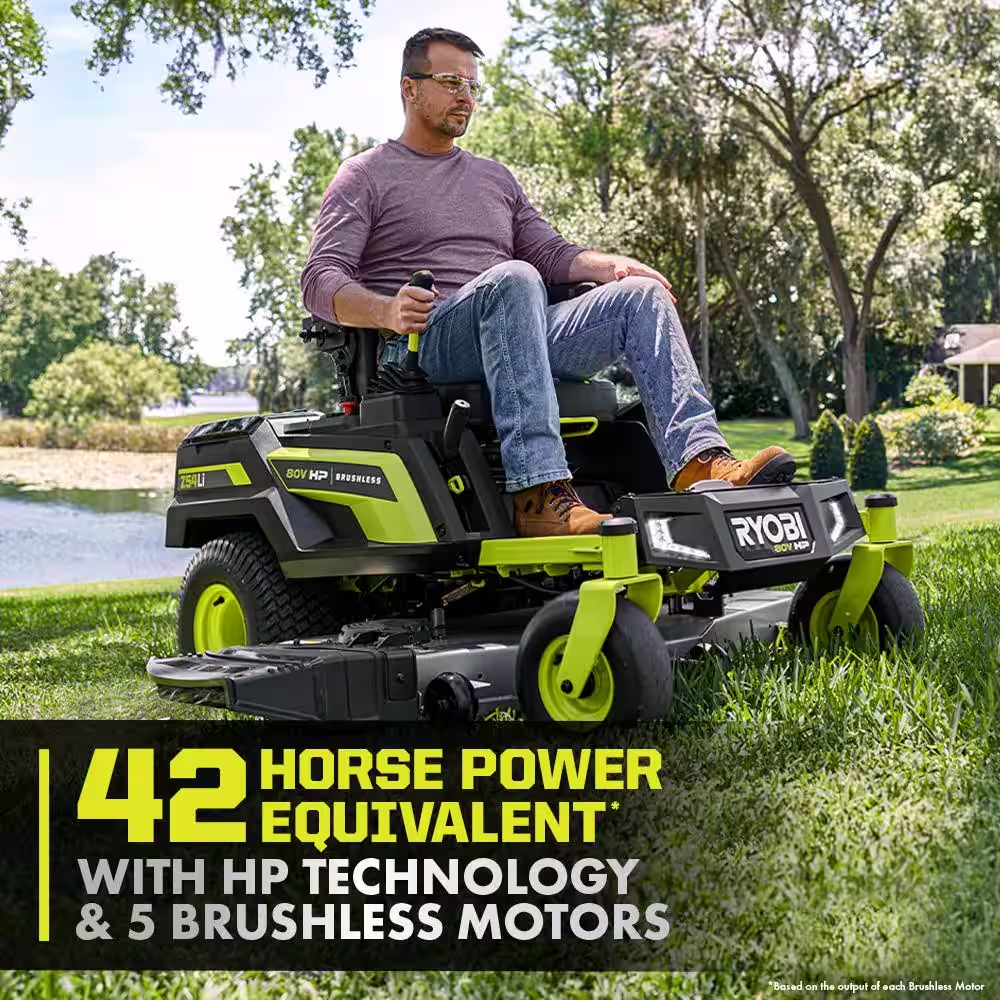 80V HP Brushless 54 In. Battery Electric Cordless Zero Turn Riding Mower (3) 80V Batteries (4) 40V Batteries and Charger - YardForce Supply