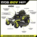 80V HP Brushless 54 In. Battery Electric Cordless Zero Turn Riding Mower (3) 80V Batteries (4) 40V Batteries and Charger - YardForce Supply
