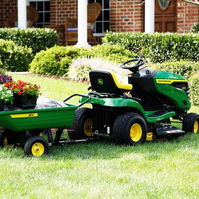John Deere S100 17.5-HP Side By Side Hydrostatic 42-in Riding Lawn Mower Mulching Capable - YardForce Supply