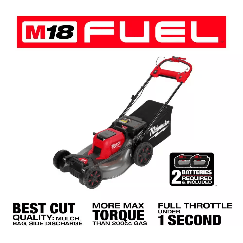 M18 FUEL Brushless Cordless 21 In. Walk behind Dual Battery Self-Propelled Mower W/(2) 12.0Ah Battery and Rapid Charger - YardForce Supply